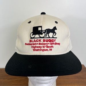 Black Buggy Hat Snapback Cap Mens Beige Restaurant Amish Buffet Indiana Bakery